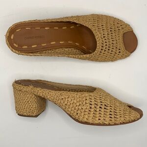 Carrie Forbes Women’s Woven Raffia Block Heels Sandals size 8